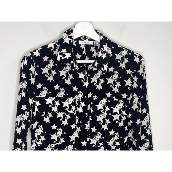 Anine Bing Stella Star Print Silk Button-Down Shirt Black/White Women's Size XS - Picture 3 of 10